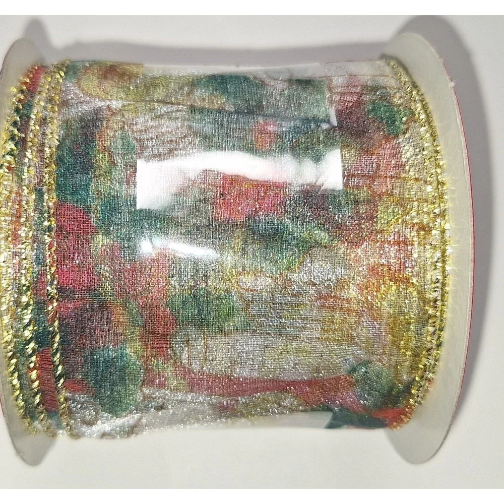 Mixed lot of 4 rolls holiday Time wired xmas ribbon 2.5 inch x 9 feet each‎